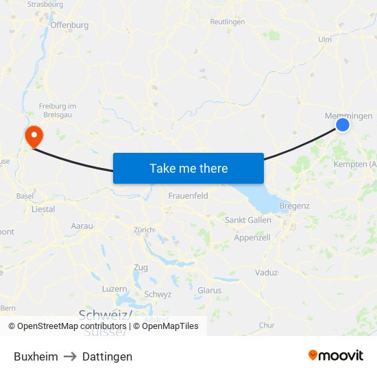 Buxheim to Dattingen map