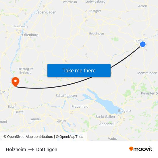 Holzheim to Dattingen map