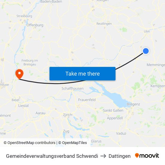 Gemeindeverwaltungsverband Schwendi to Dattingen map