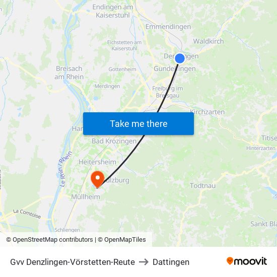 Gvv Denzlingen-Vörstetten-Reute to Dattingen map