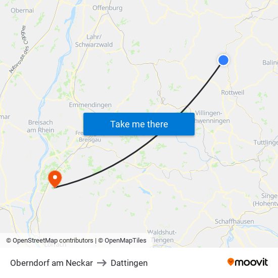 Oberndorf am Neckar to Dattingen map