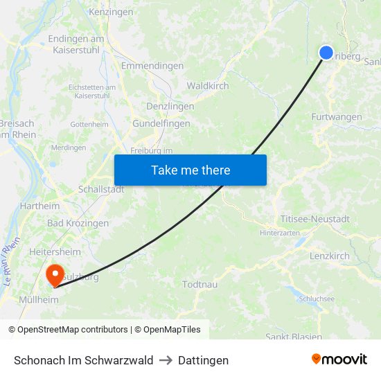 Schonach Im Schwarzwald to Dattingen map