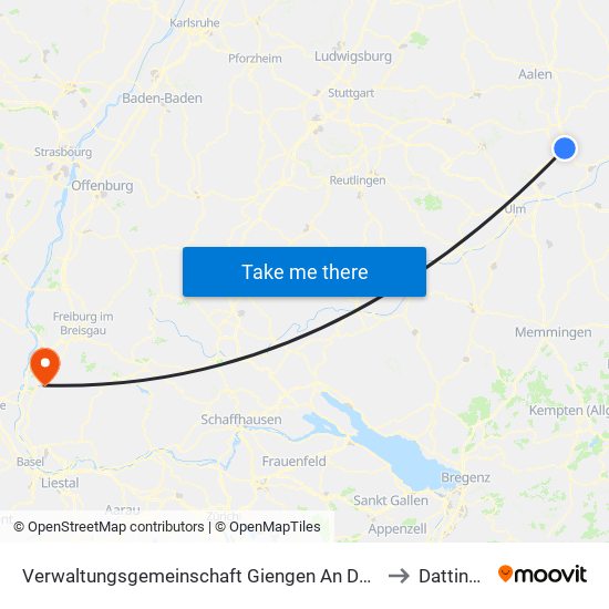 Verwaltungsgemeinschaft Giengen An Der Brenz to Dattingen map