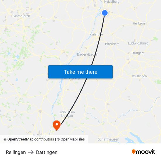 Reilingen to Dattingen map