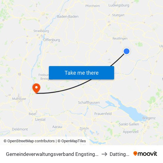 Gemeindeverwaltungsverband Engstingen to Dattingen map