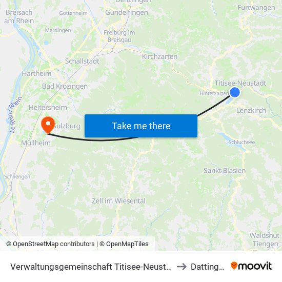 Verwaltungsgemeinschaft Titisee-Neustadt to Dattingen map