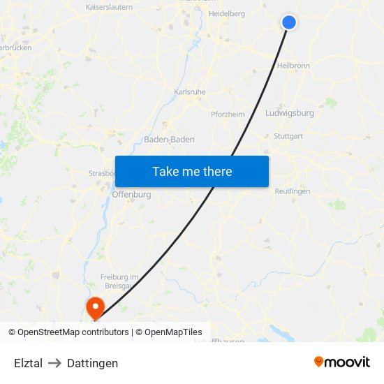 Elztal to Dattingen map