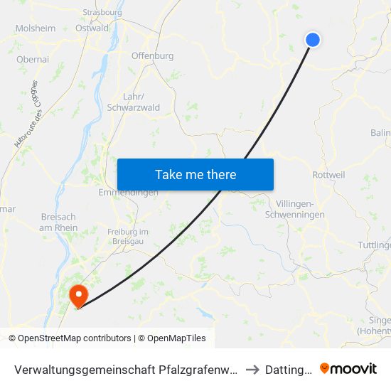 Verwaltungsgemeinschaft Pfalzgrafenweiler to Dattingen map