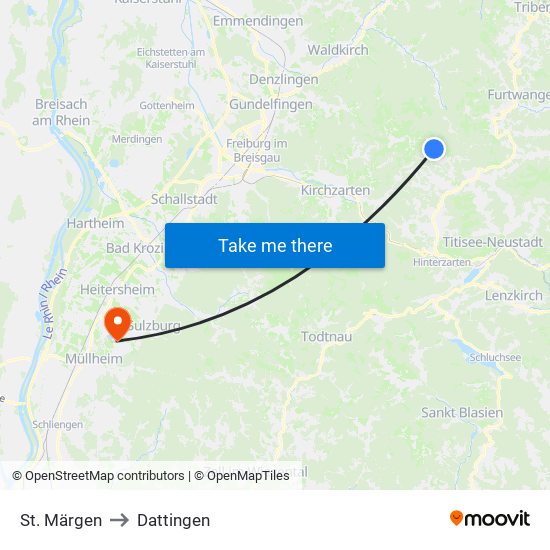 St. Märgen to Dattingen map