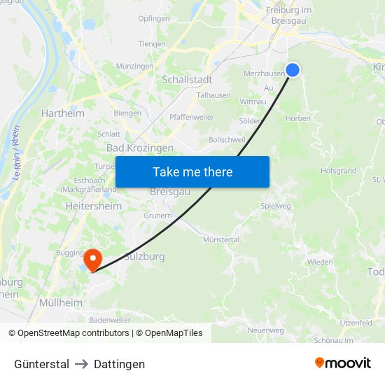 Günterstal to Dattingen map