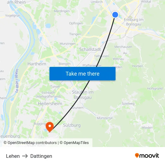 Lehen to Dattingen map