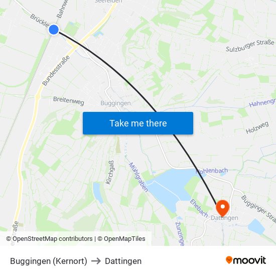 Buggingen (Kernort) to Dattingen map