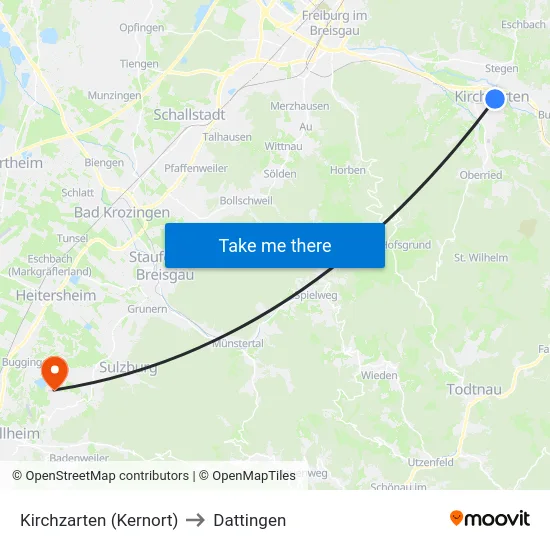 Kirchzarten (Kernort) to Dattingen map
