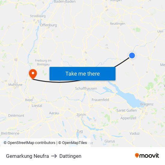 Gemarkung Neufra to Dattingen map