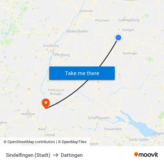 Sindelfingen (Stadt) to Dattingen map