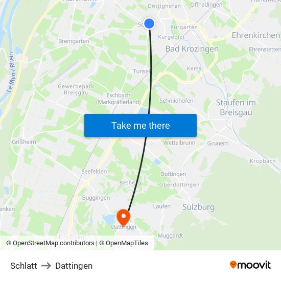 Schlatt to Dattingen map