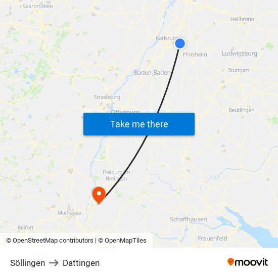 Söllingen to Dattingen map