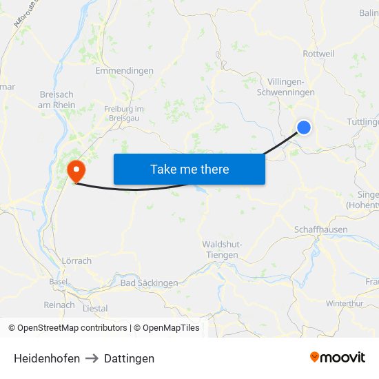 Heidenhofen to Dattingen map