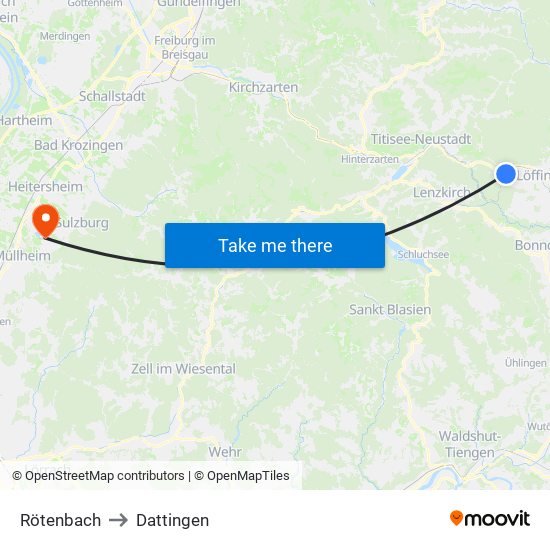 Rötenbach to Dattingen map