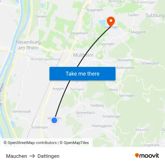 Mauchen to Dattingen map