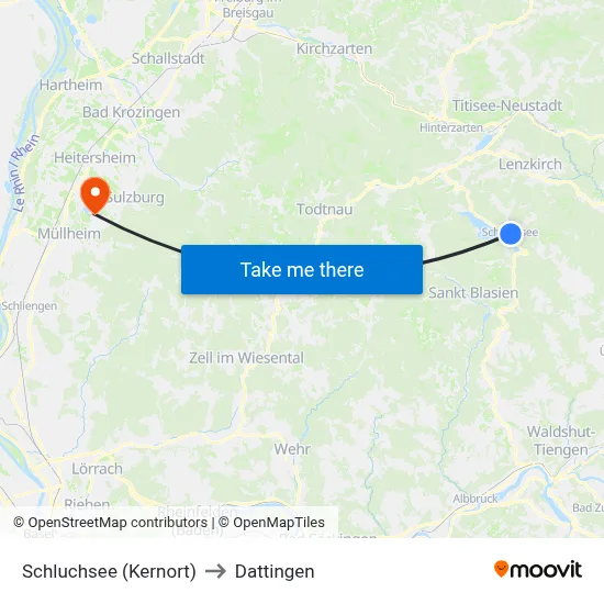 Schluchsee (Kernort) to Dattingen map