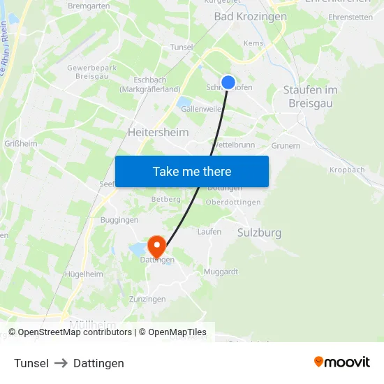 Tunsel to Dattingen map