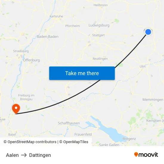Aalen to Dattingen map