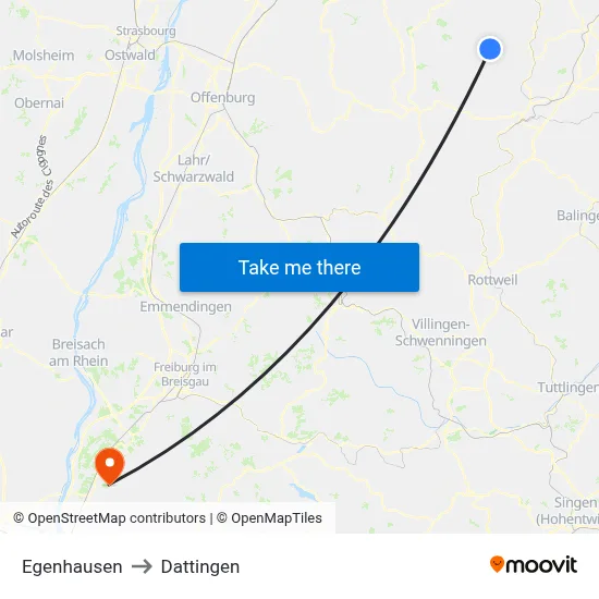 Egenhausen to Dattingen map