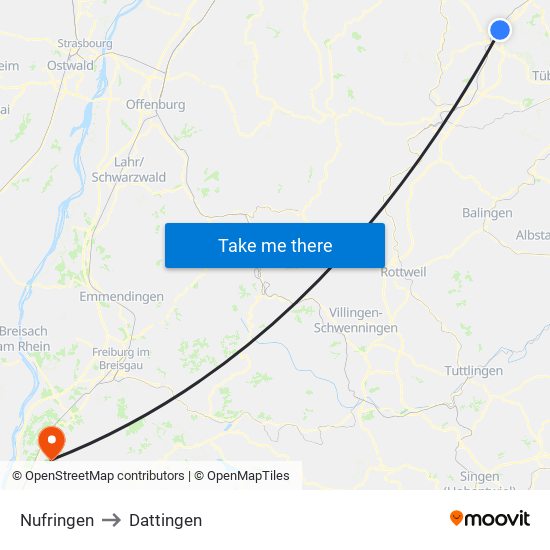 Nufringen to Dattingen map