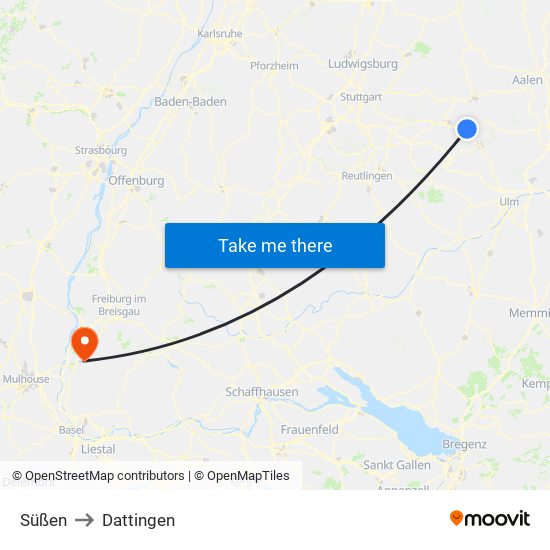 Süßen to Dattingen map