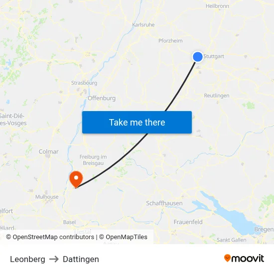 Leonberg to Dattingen map