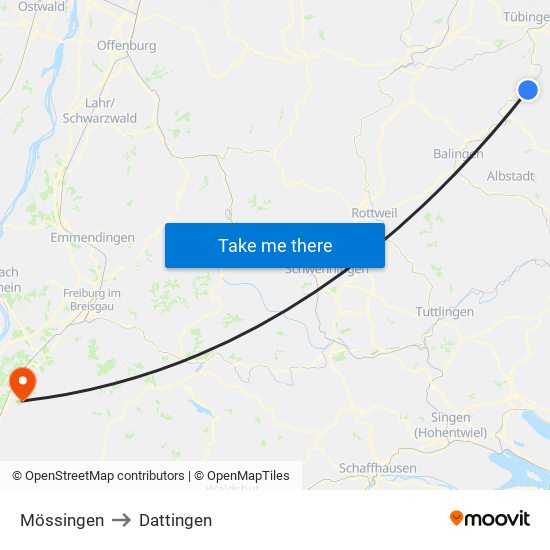 Mössingen to Dattingen map