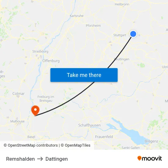 Remshalden to Dattingen map