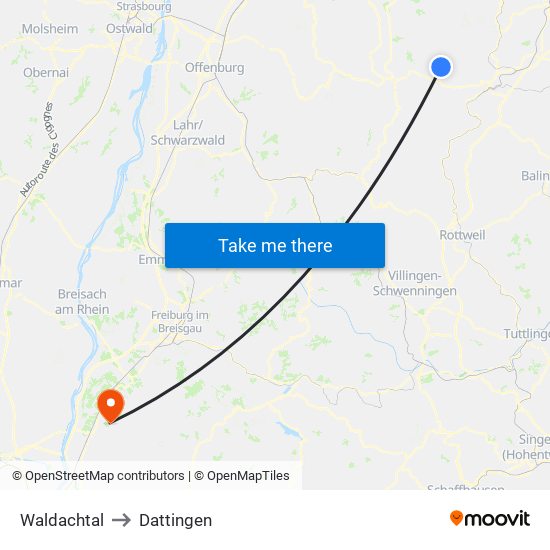 Waldachtal to Dattingen map