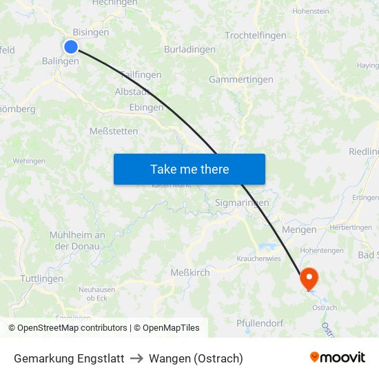 Gemarkung Engstlatt to Wangen (Ostrach) map