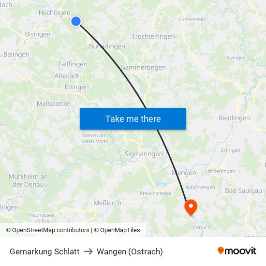 Gemarkung Schlatt to Wangen (Ostrach) map