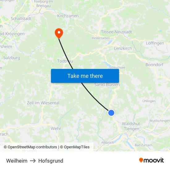 Weilheim to Hofsgrund map