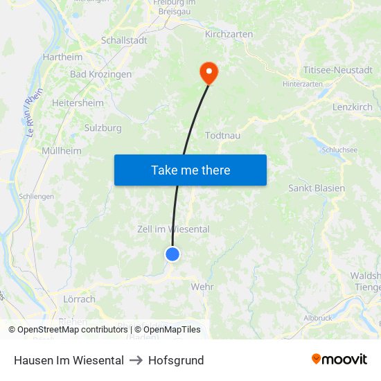 Hausen Im Wiesental to Hofsgrund map