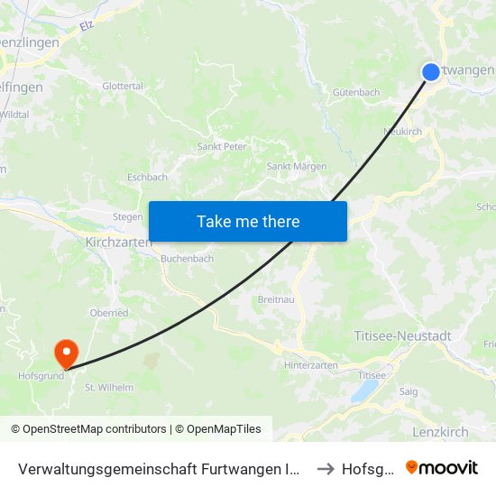 Verwaltungsgemeinschaft Furtwangen Im Schwarzwald to Hofsgrund map
