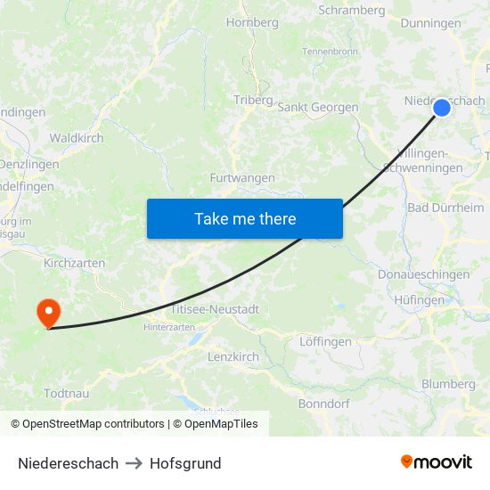 Niedereschach to Hofsgrund map