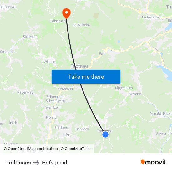 Todtmoos to Hofsgrund map