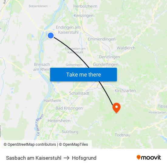 Sasbach am Kaiserstuhl to Hofsgrund map