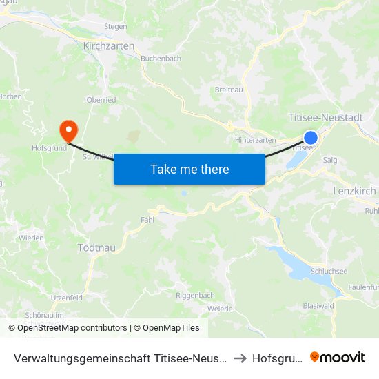 Verwaltungsgemeinschaft Titisee-Neustadt to Hofsgrund map