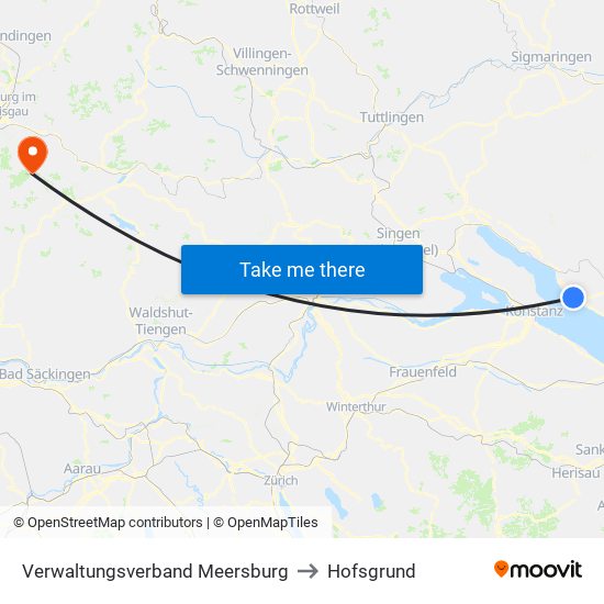 Verwaltungsverband Meersburg to Hofsgrund map