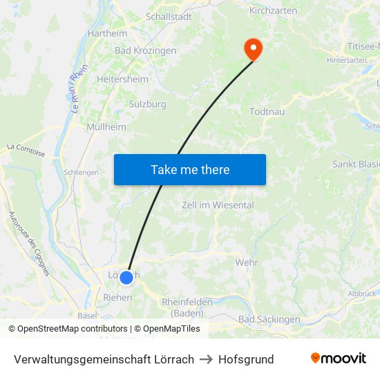 Verwaltungsgemeinschaft Lörrach to Hofsgrund map