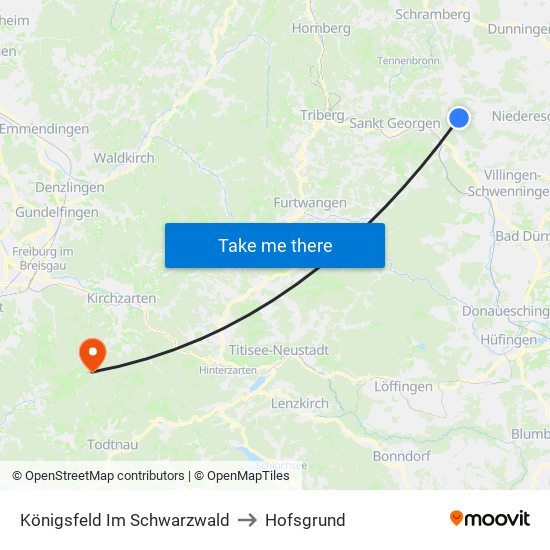 Königsfeld Im Schwarzwald to Hofsgrund map