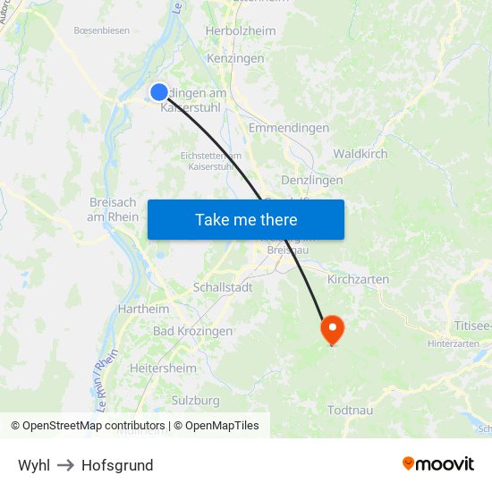 Wyhl to Hofsgrund map