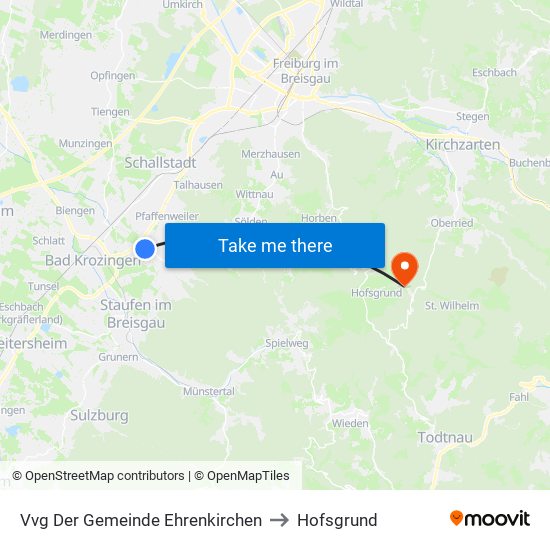 Vvg Der Gemeinde Ehrenkirchen to Hofsgrund map