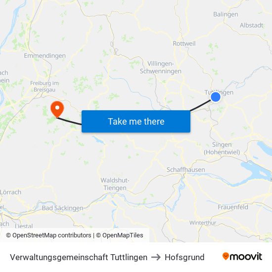 Verwaltungsgemeinschaft Tuttlingen to Hofsgrund map