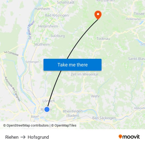 Riehen to Hofsgrund map